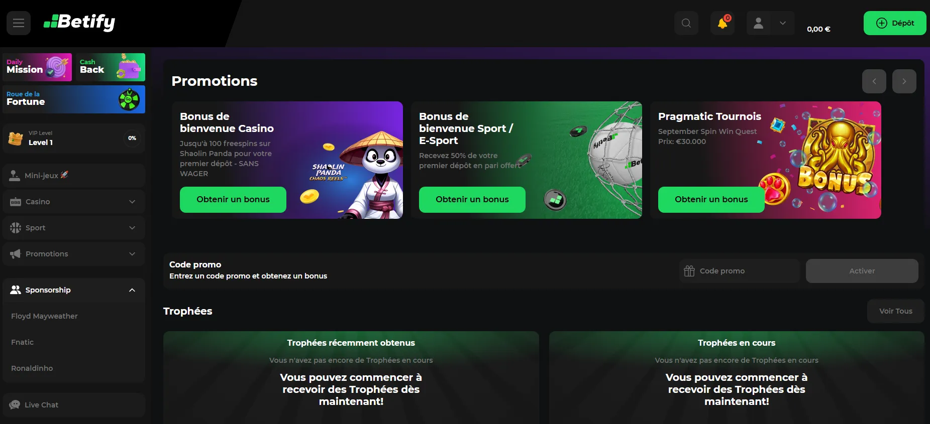 Offres spéciales Betify et codes promo 